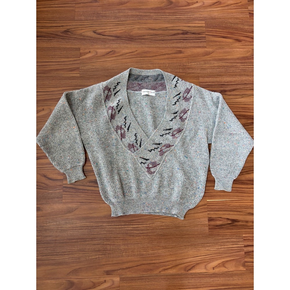 Men's vintage v neck Saddleclub chunky sweater size 50 euro large